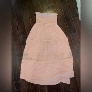 Strapless maxi dress, women’s, blush pink. Size M.